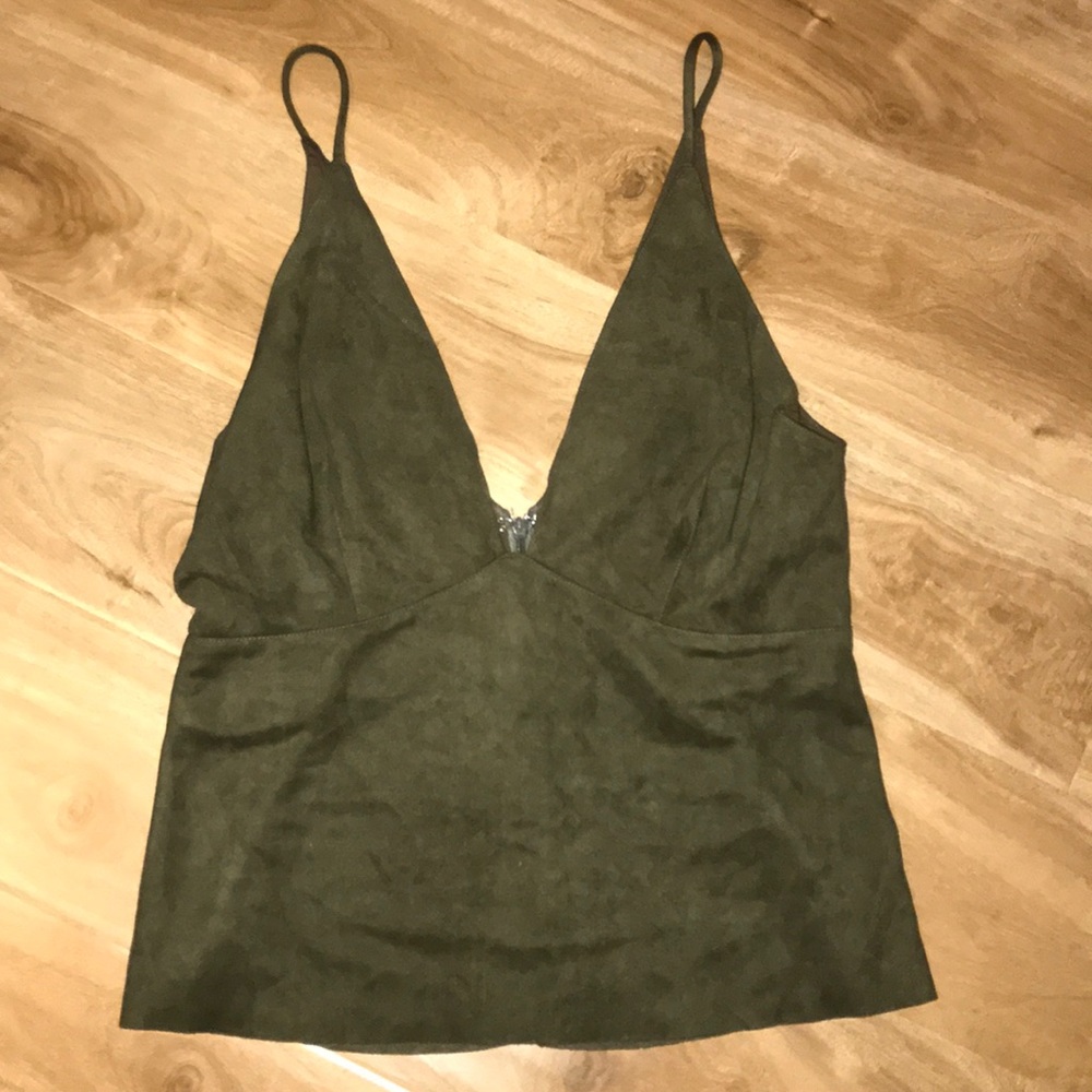 Dark Green Suede Lush Tank Top